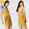 Yellow Spaghetti Strap Bow-Embellished Summer Daily Dress For Sexy Girl Manufacture Wholesale Fashion Women Apparel (TA0157D)